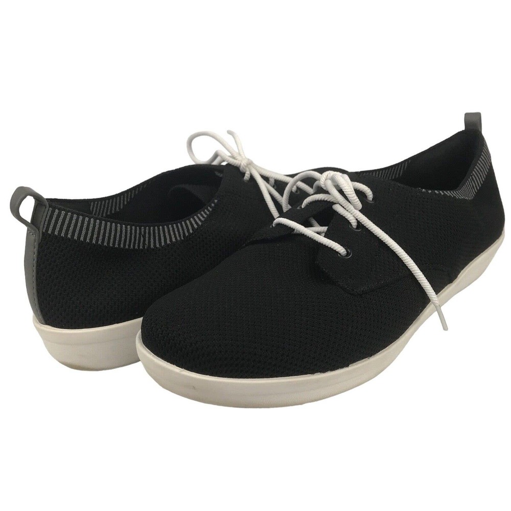 Clarks Cloudsteppers Ayla Reece Lace Up Sneakers Black Mesh Fabric Comfort Sz 11